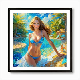 Girl In A Bikini ghj Art Print