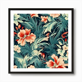 Floral Seamless Pattern, Ruffled Hem And Floral Liberty Print Palm Print Viscose Art Print