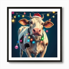 Santa Cow Art Print