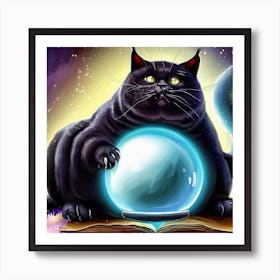 Black Cat With Crystal Ball 9 Art Print