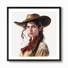 Girl In A Cowboy Hat Art Print