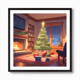 Christmas Tree In The Living Room 41 Art Print