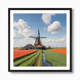 Windmill In The Field Art Print