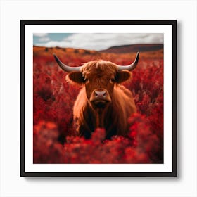 Bovine in red Art Print
