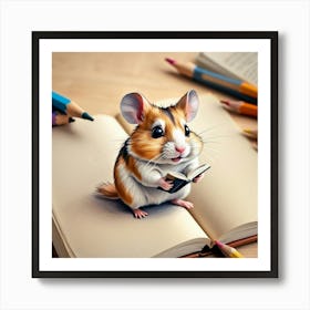 Hamster Reading A Book 2 Poster