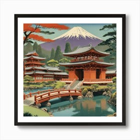 Byodo In Temple Japan Vintage Travel Art 1 Art Print 0 Art Print