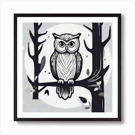 Owl On A Tree Branch Art Print