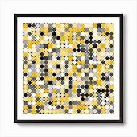 Abstract Yellow And Black Dots Art Print