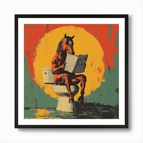 Horse Reading Newspaper 9 Art Print