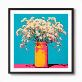 Andy Warhol Style Pop Art Flowers Gypsophila Babys Breath 2 Square Art Print