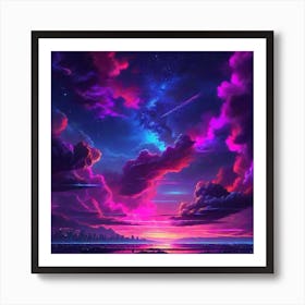 Leonardo Diffusion Xl Sky In Light Neon Night 0 Art Print