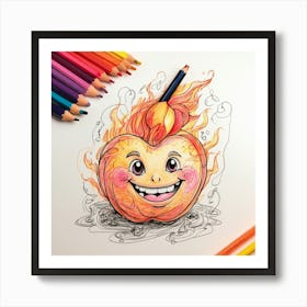 Apple Drawing Art Print