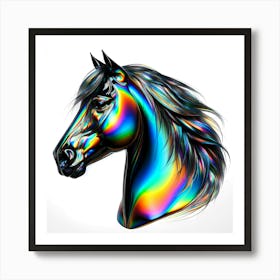 Glossy Effect Horse Head Illustration With Rainbow Colors 1 Art Print