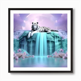 White Tiger Waterfall Art Print