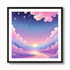 Sky With Twinkling Stars In Pastel Colors Square Composition 231 Art Print
