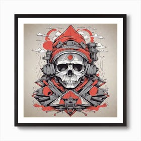 Skull With Guns Art Print