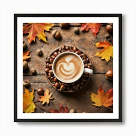 Autumn Leaves And Coffee 16 Art Print