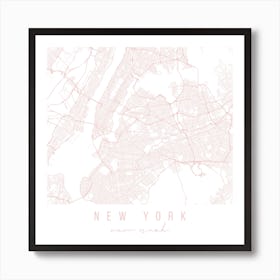 New York New York Light Pink Minimal Street Map Square Art Print