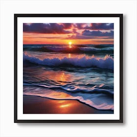 Sunset At The Beach 134 Art Print