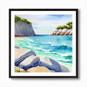 Watercolor Of A Beach 1 Art Print