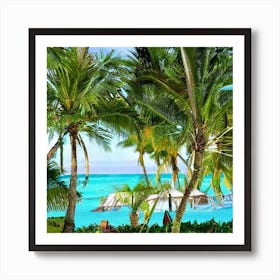 Tropical Scene With Palm Trees Art Print