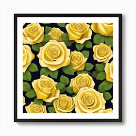 Yellow Roses Seamless Pattern 1 Art Print