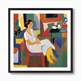 Matisse Style Woman Sitting In A Chair Art Print