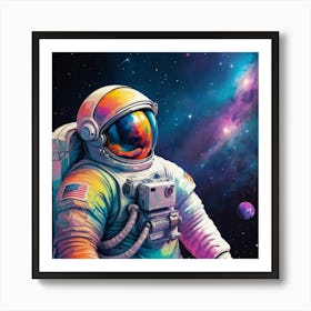 Astronaut Colorful Illustration Art Print 4 Art Print