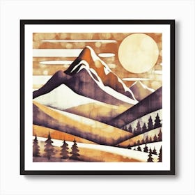 Firefly An Illustration Of A Beautiful Majestic Cinematic Tranquil Mountain Landscape In Neutral Col (74) Art Print