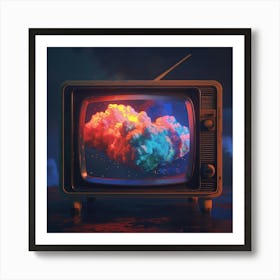 Old Tv With Clouds Art Print