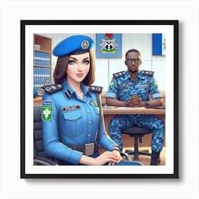 Police Officer And Police Officer Art Print