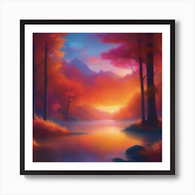 Sunset In The Forest 3 Art Print