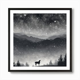 Horse In The Night Sky Art Print