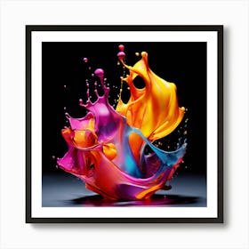 Fresh Colors Liquid 3d Design Spark Hot Palette Shapes Dynamism Vibrant Flowing Molten (25) Art Print