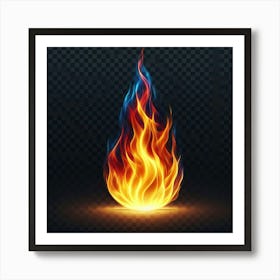 Flames Of Fire On Transparent Background Art Print