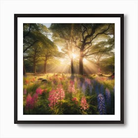 Sunrise In The Forest Art Print