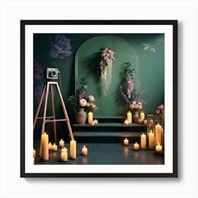 Wedding Scene With Candles And Flowers Art Print