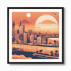 Cityscape At Sunset 3 Art Print