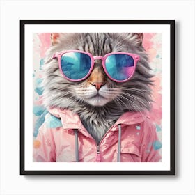 Cat In Sunglasses Art Print