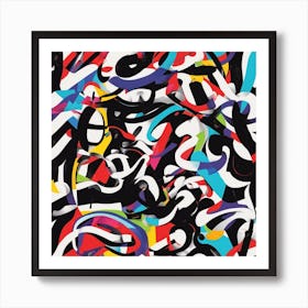 An Image Of A Tenth With Letters On A Black Background, In The Style Of Bold Lines, Vivid Colors, Gr (3) Art Print