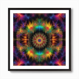 Psychedelic Flower Mandala Art Print