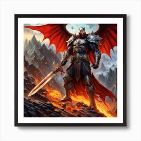 Demon Warrior with Sword Art Print