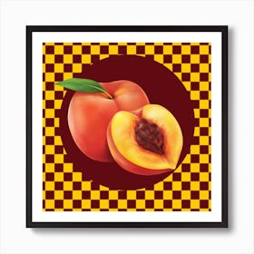 Peach On Checkered Background Art Print