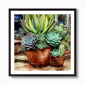 Cacti And Succulents 19 Art Print