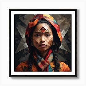 Geometric Nepalese Woman 04 Art Print