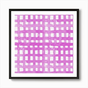 Watercolor Pink Grid Art Print