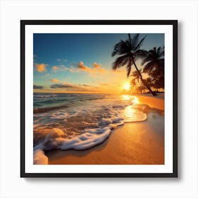 Sunset On The Beach - Beach Stock Videos & Royalty-Free Footage Art Print