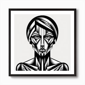 Abstract Monochrome Portrait of a Woman, Short Hair Art Print