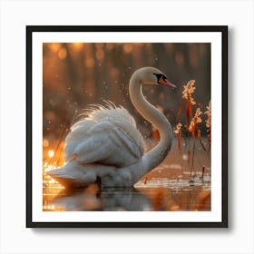 Swan At Sunset 3 Art Print