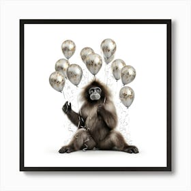 Monkey With Balloons 1 Affiche